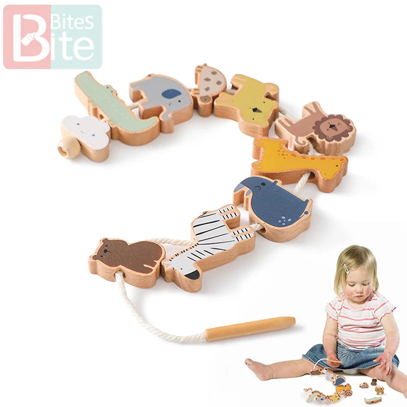Montessori Animal Threading Blocks – Educational Baby Toy