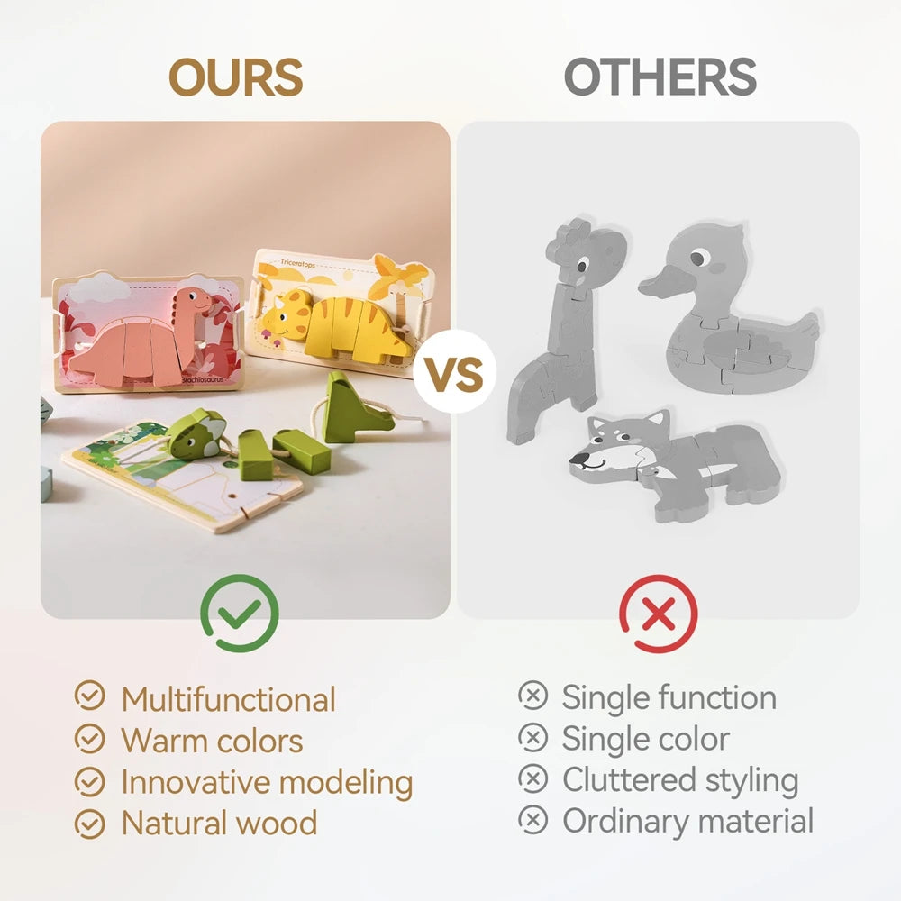 Wooden Threading Dinosaur Toy