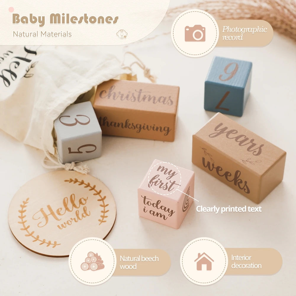 Wooden Milestone Blocks – Newborn Photo Shoot Set