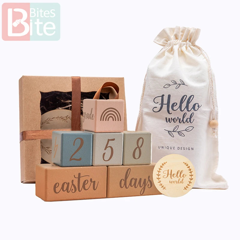 Wooden Milestone Blocks – Newborn Photo Shoot Set