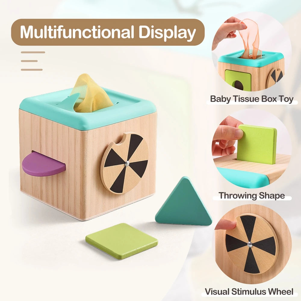 Wooden Magic Tissue Box – Montessori Busy Toy