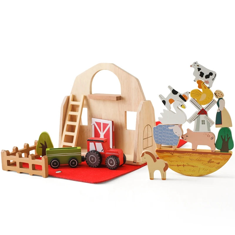 Wooden Animal Train Blocks – Montessori Stacking Toy