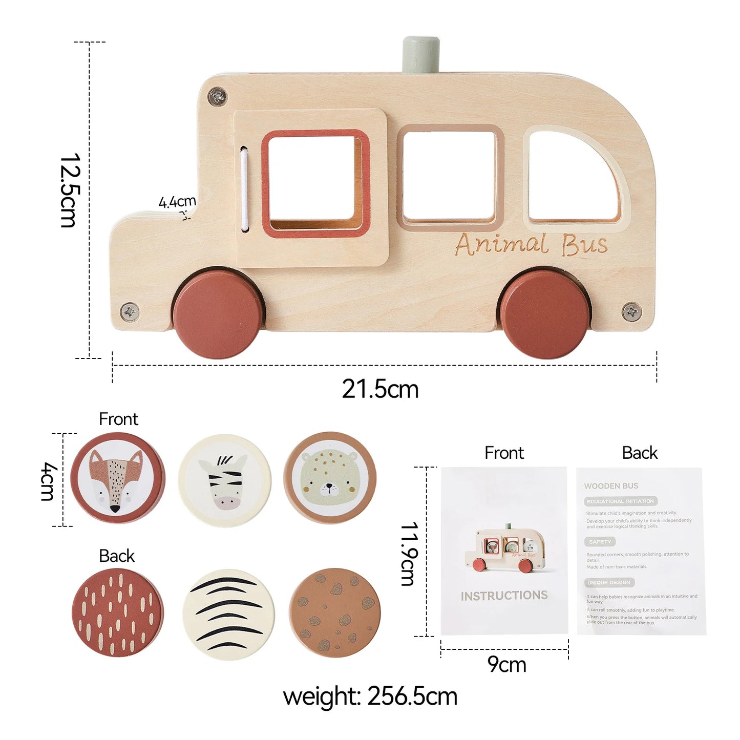 Montessori Wooden Animal Bus – Educational Baby Toy