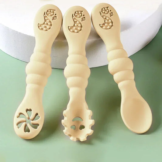 Silicone Baby Spoon & Fork Set (3PCS)