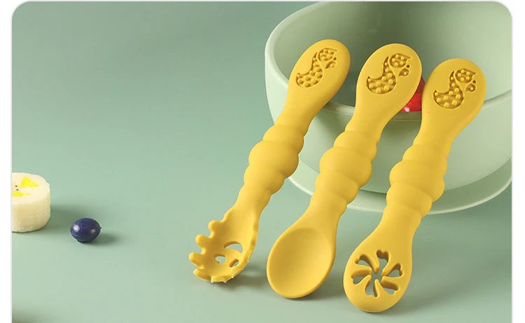 Silicone Baby Spoon & Fork Set (3PCS)