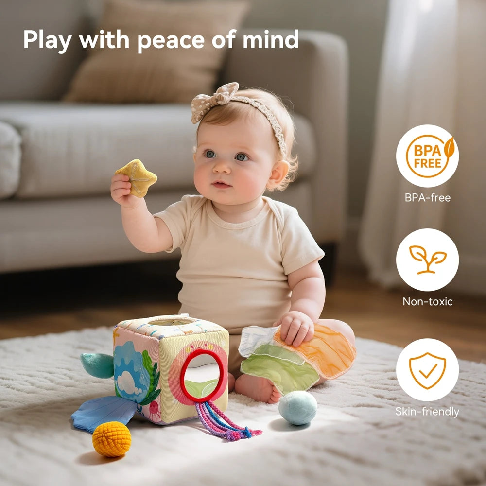 Montessori Soft Tissue Box – Motor Skill Baby Toy