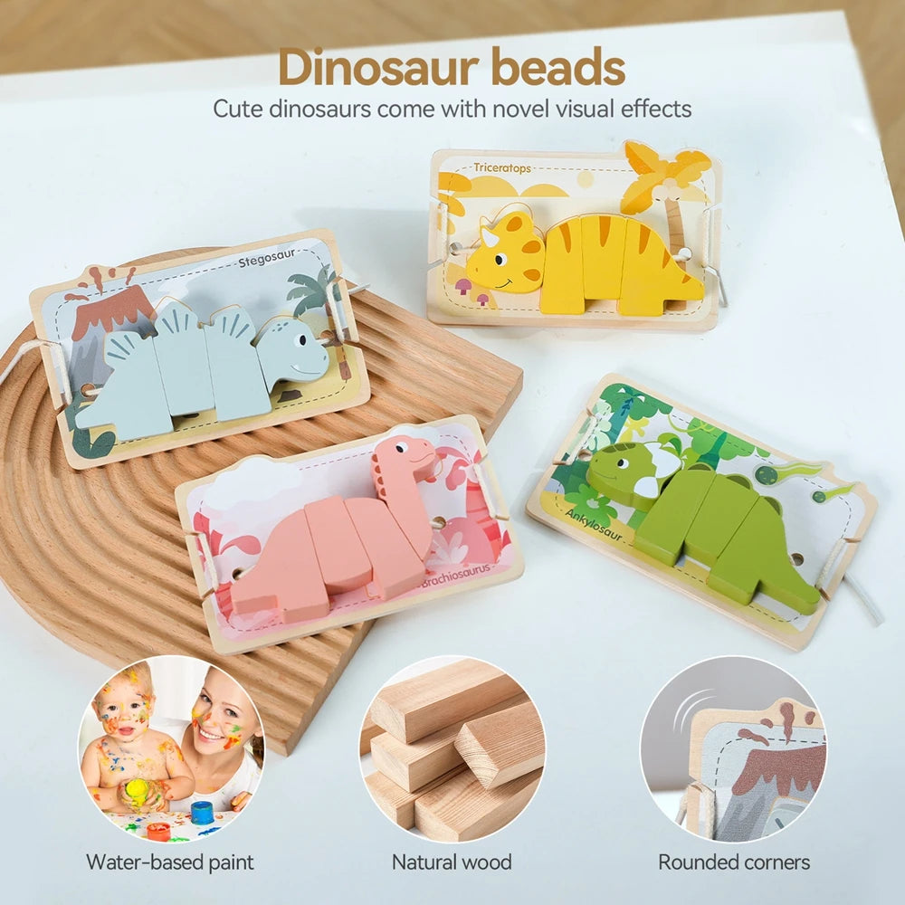 Wooden Threading Dinosaur Toy