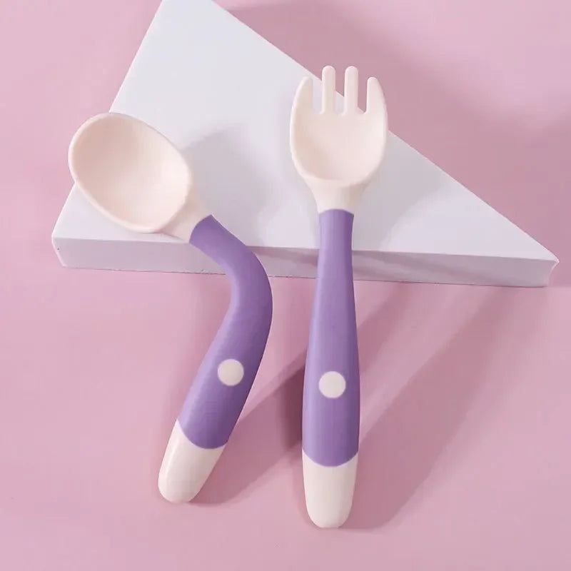 360° Silicone Baby Self-Feeding Spoon & Fork Set