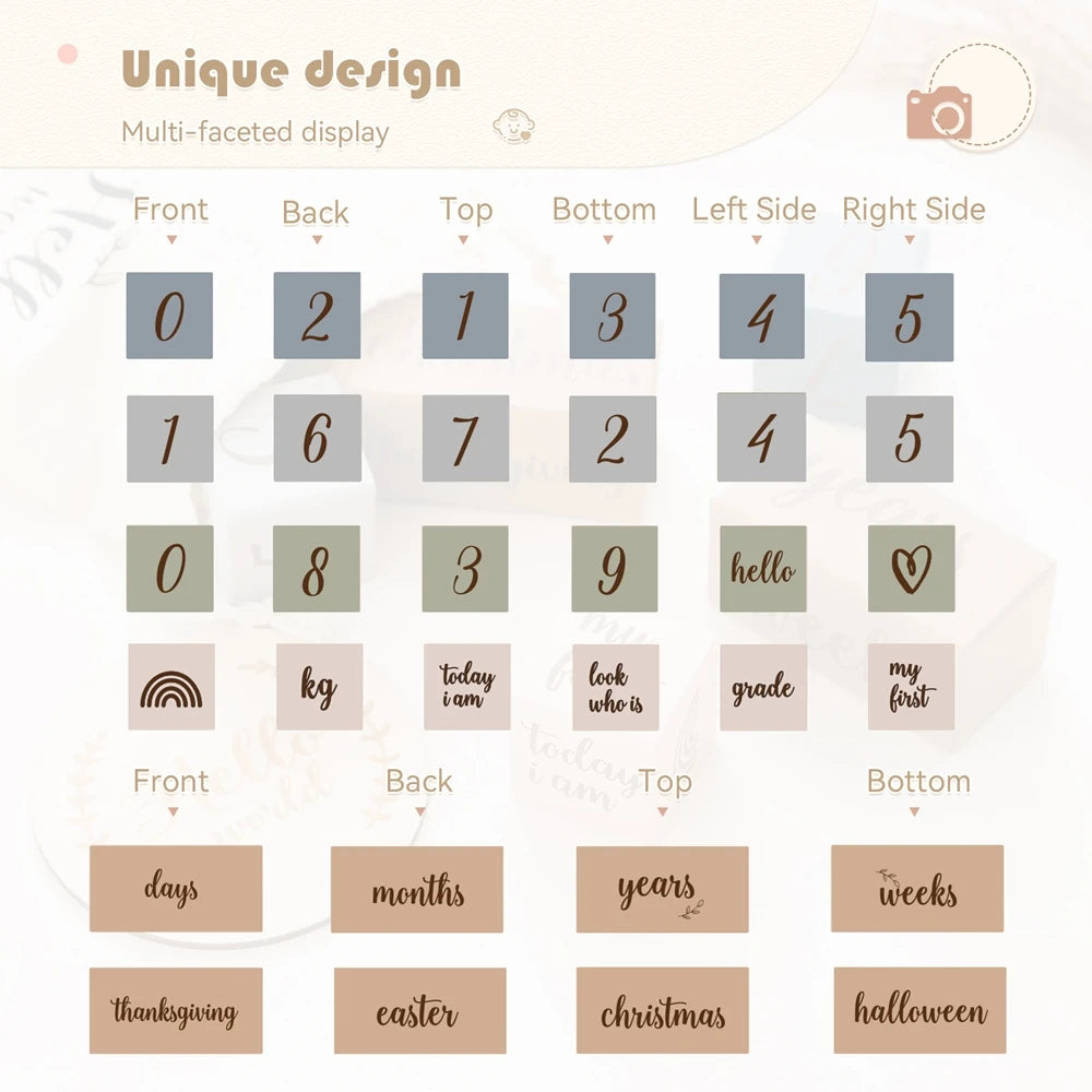 Wooden Milestone Blocks – Newborn Photo Shoot Set