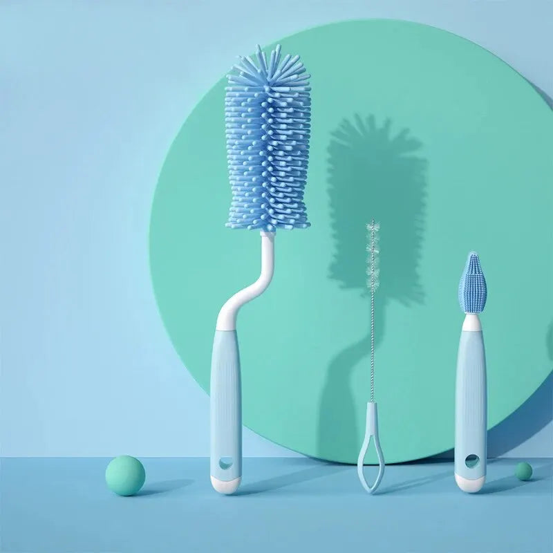 3-Piece Silicone Bottle Cleaning Brush Set