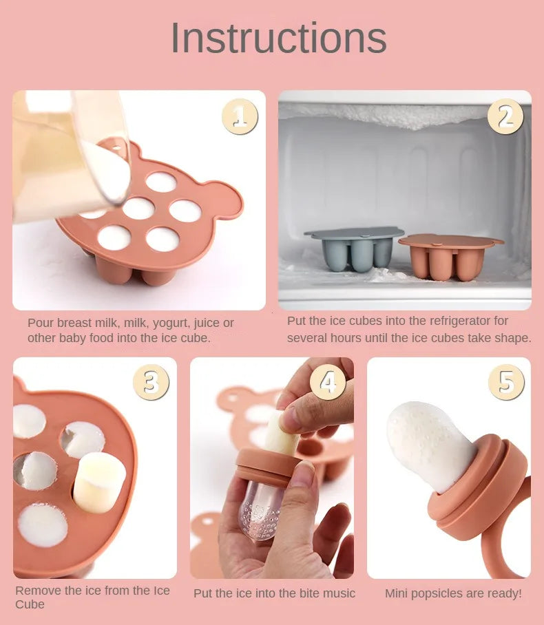 Bear Silicone Baby Food Freezer Set