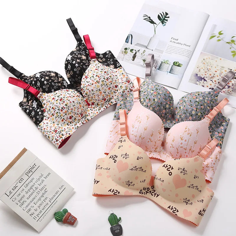 Floral Seamless Push-Up Bra for Women
