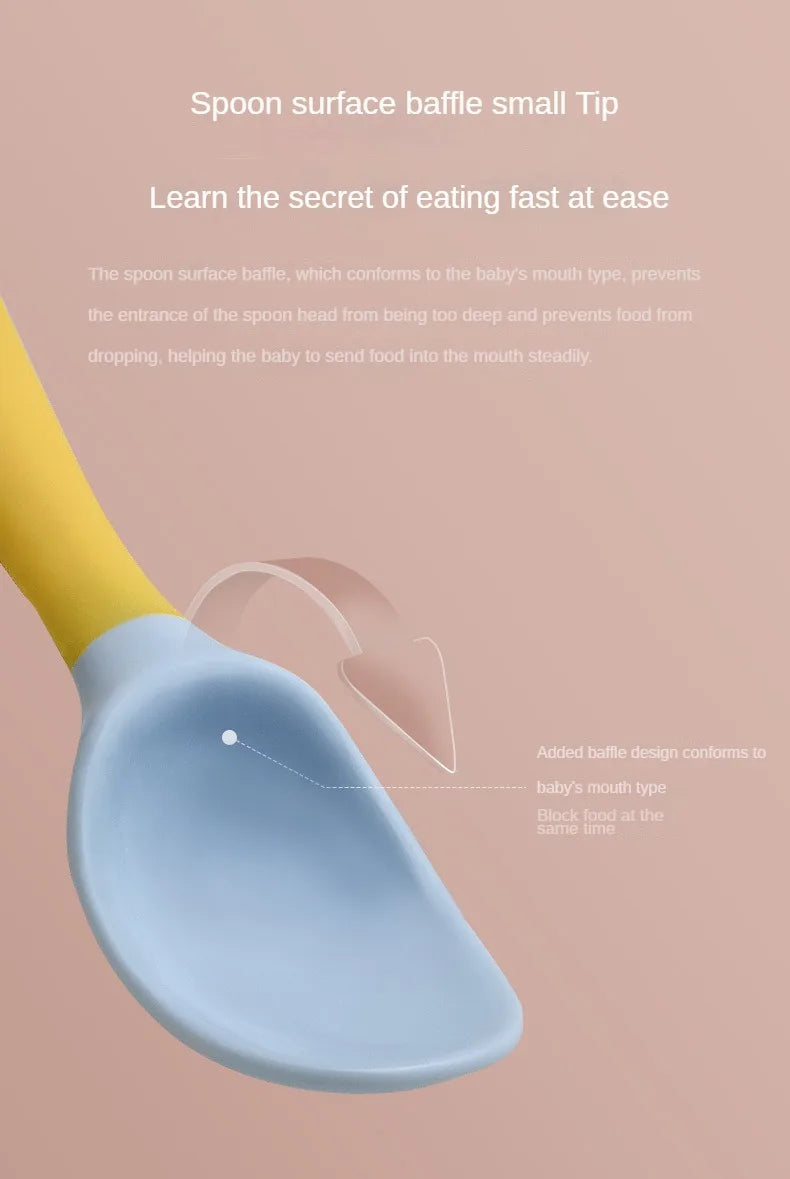 360° Silicone Baby Self-Feeding Spoon & Fork Set