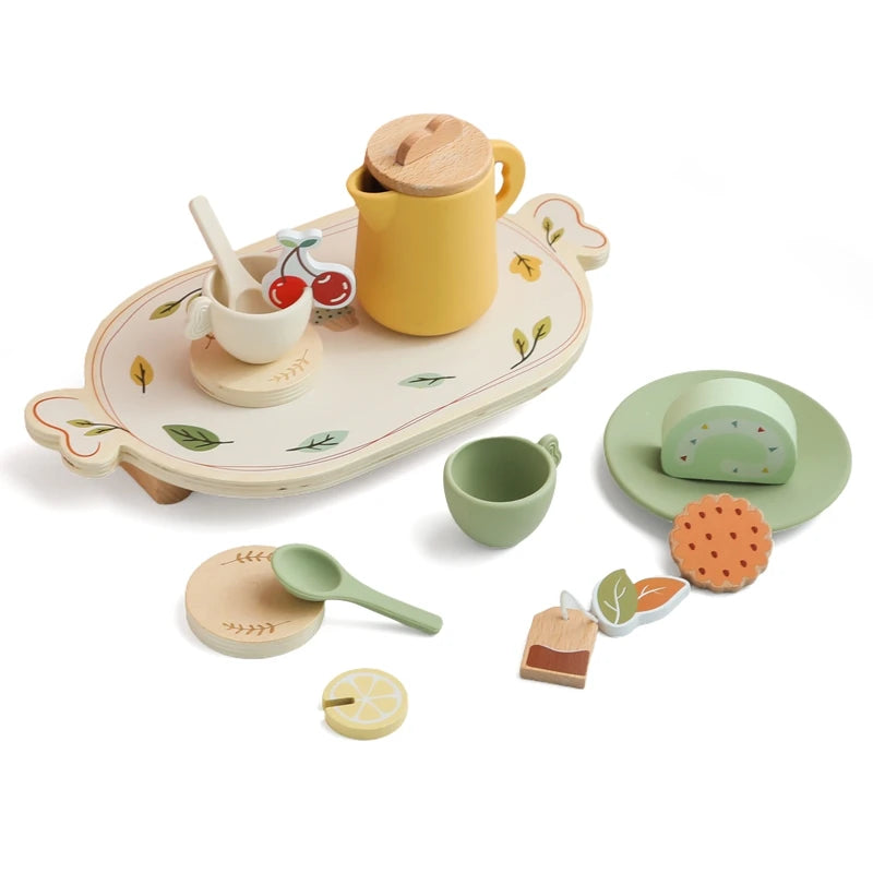 Montessori Wooden Tea Set – Pretend Play Toy for Girls