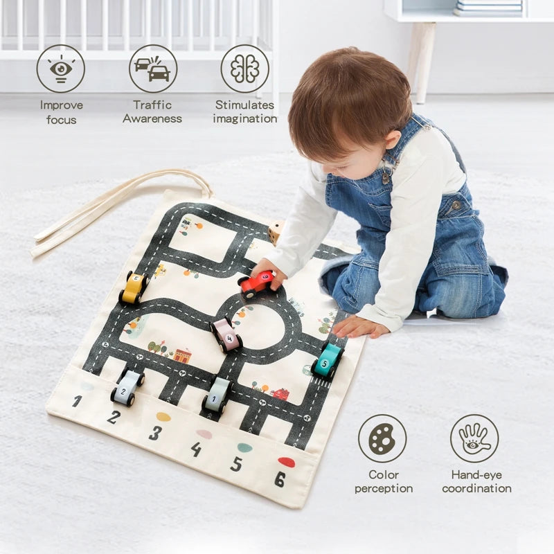 Montessori Traffic Map Toy – Wooden City Play Gift