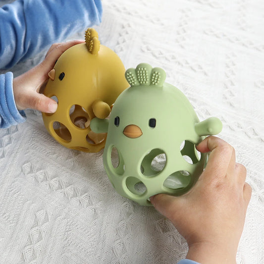 Cartoon Chick Baby Teether Gloves