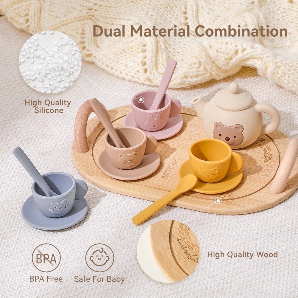 Wooden Kids Tea Set – Pretend Play Toy
