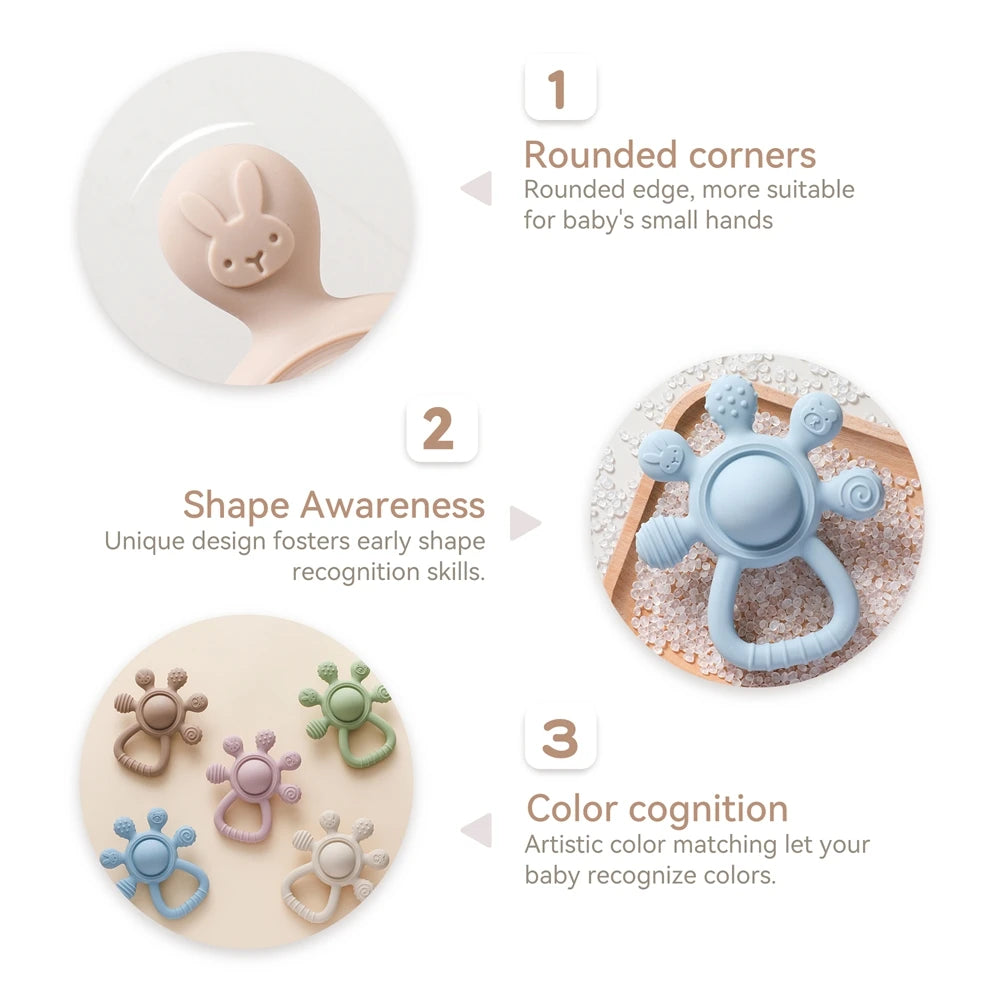 Silicone Baby Rattle – Food-Grade Teething Toy