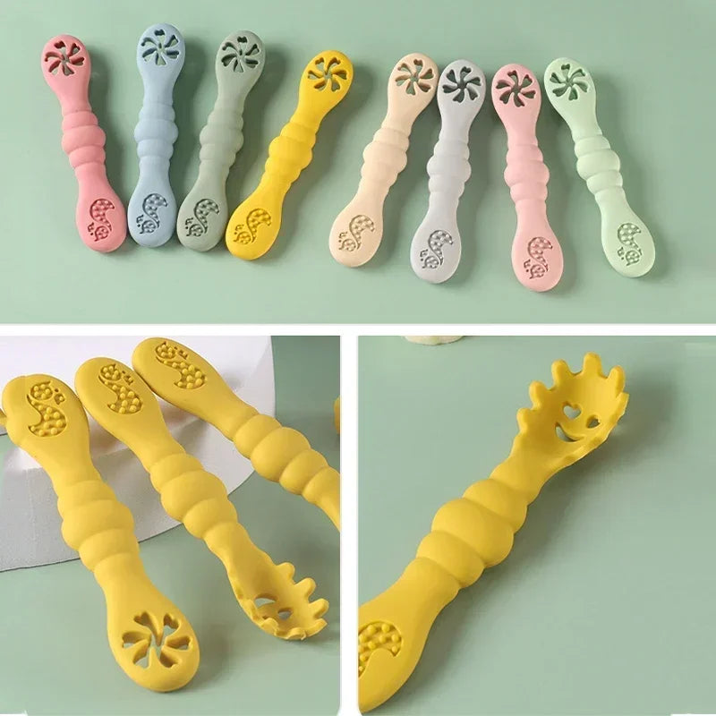 Silicone Baby Spoon & Fork Set (3PCS)
