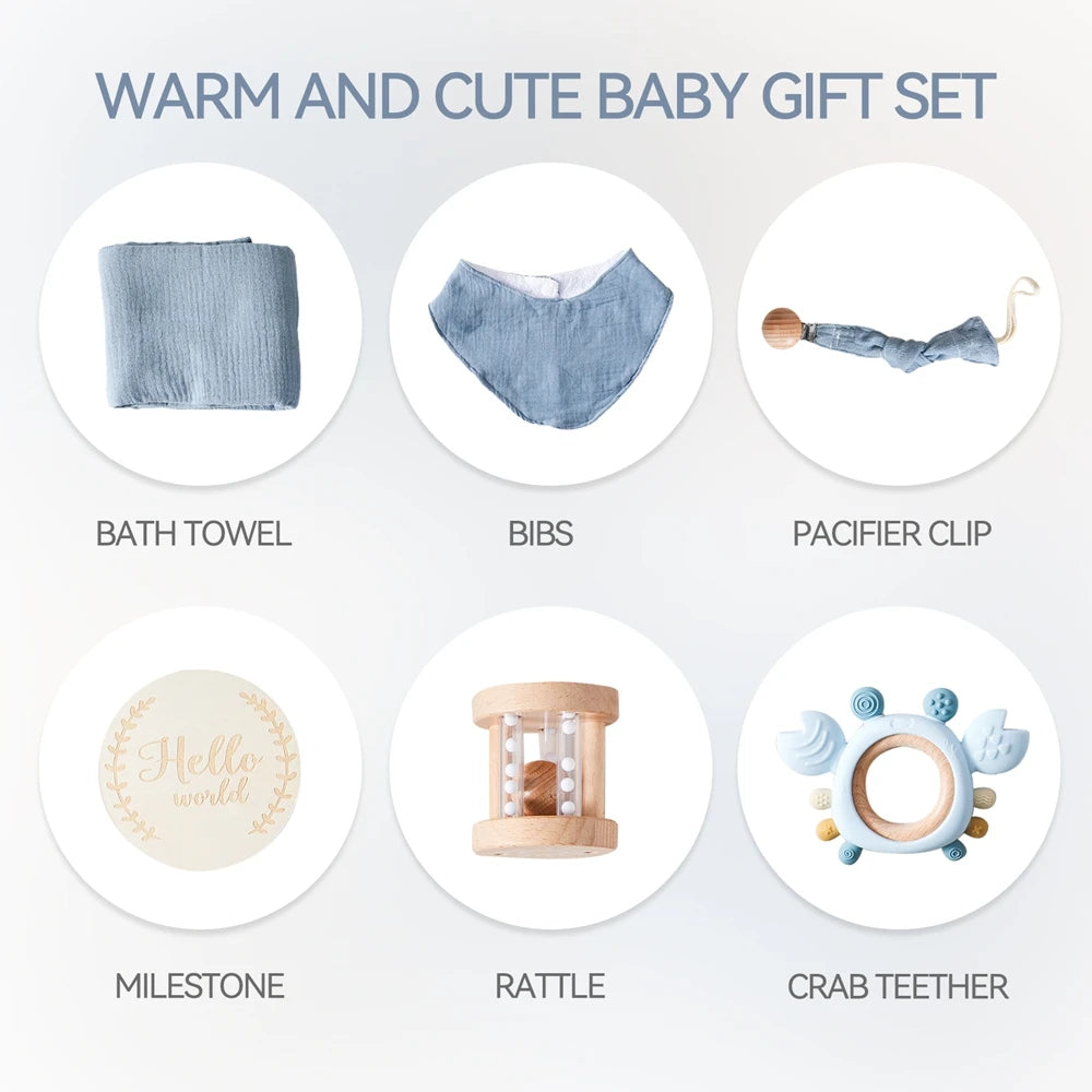 Baby Gift Set – Towel, Rattle & Teether Box