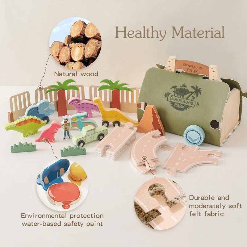 Dinosaur Scene Stacking Toy – Montessori Wooden Puzzle