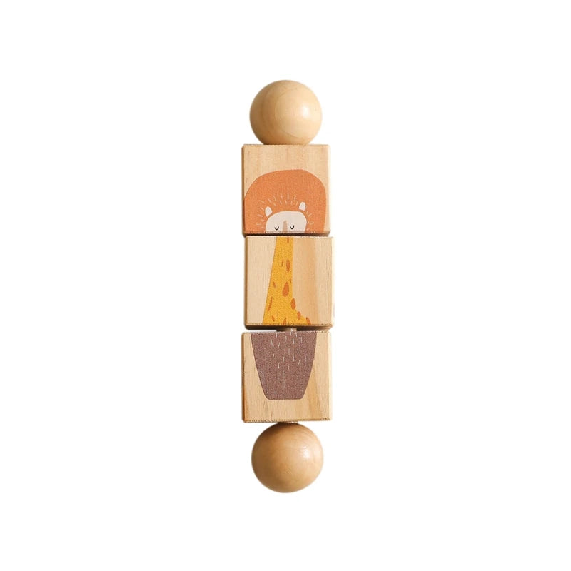Wooden Baby Rattle – Rotating Animal Matching Toy