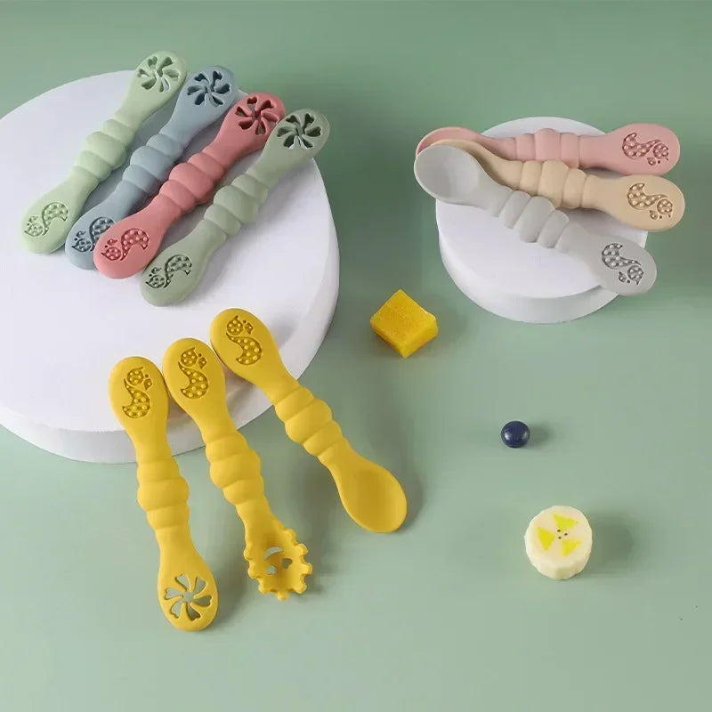 Silicone Baby Spoon & Fork Set (3PCS)