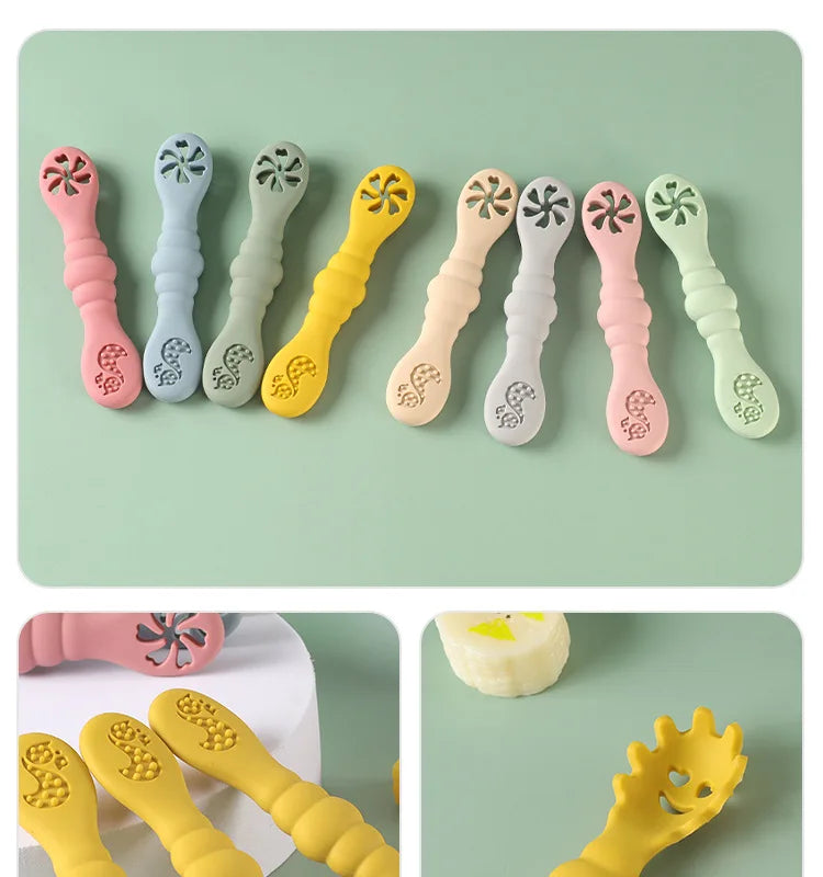 Silicone Baby Spoon & Fork Set (3PCS)