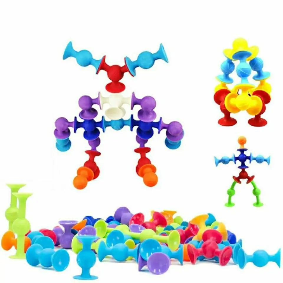 19pcs Silicone Sucker Construction Toy