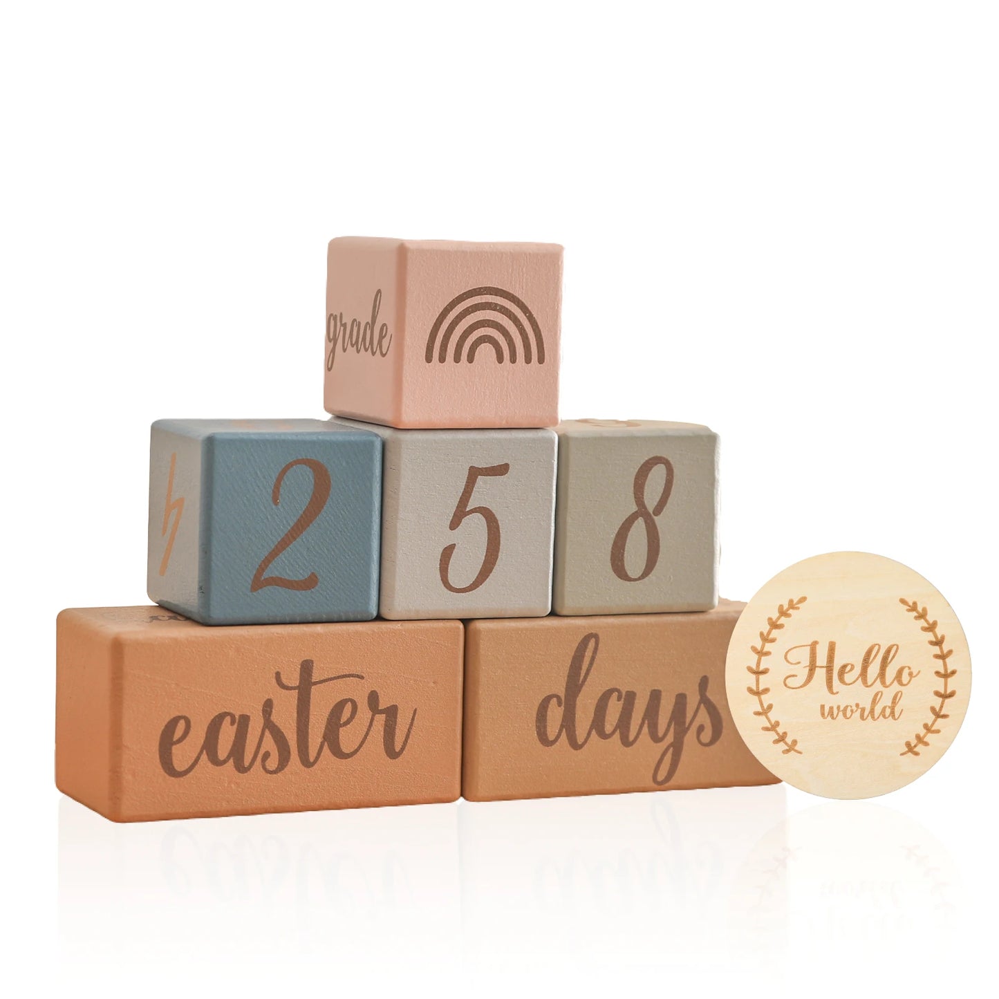 Baby Milestone Blocks – 3pcs Beech Wood Photo Set