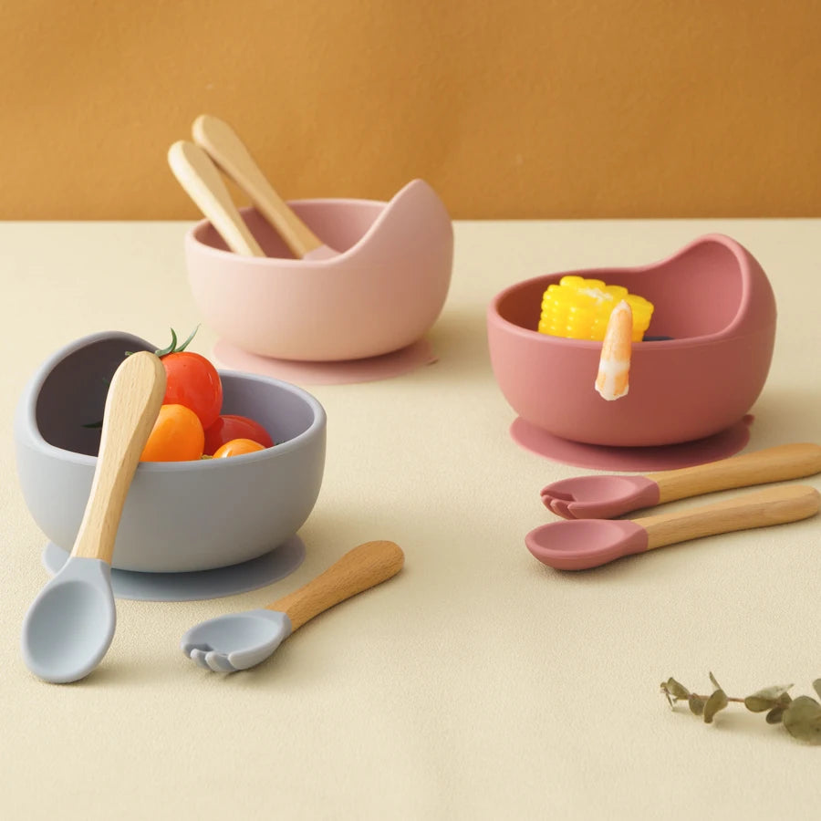 Silicone Baby Feeding Bowl Set – Toddler Learning Dishes
