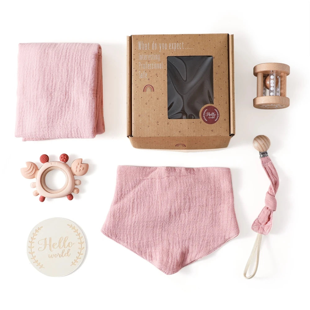 Baby Gift Set – Towel, Rattle & Teether Box