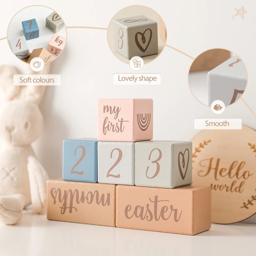 Wooden Milestone Blocks – Newborn Photo Shoot Set