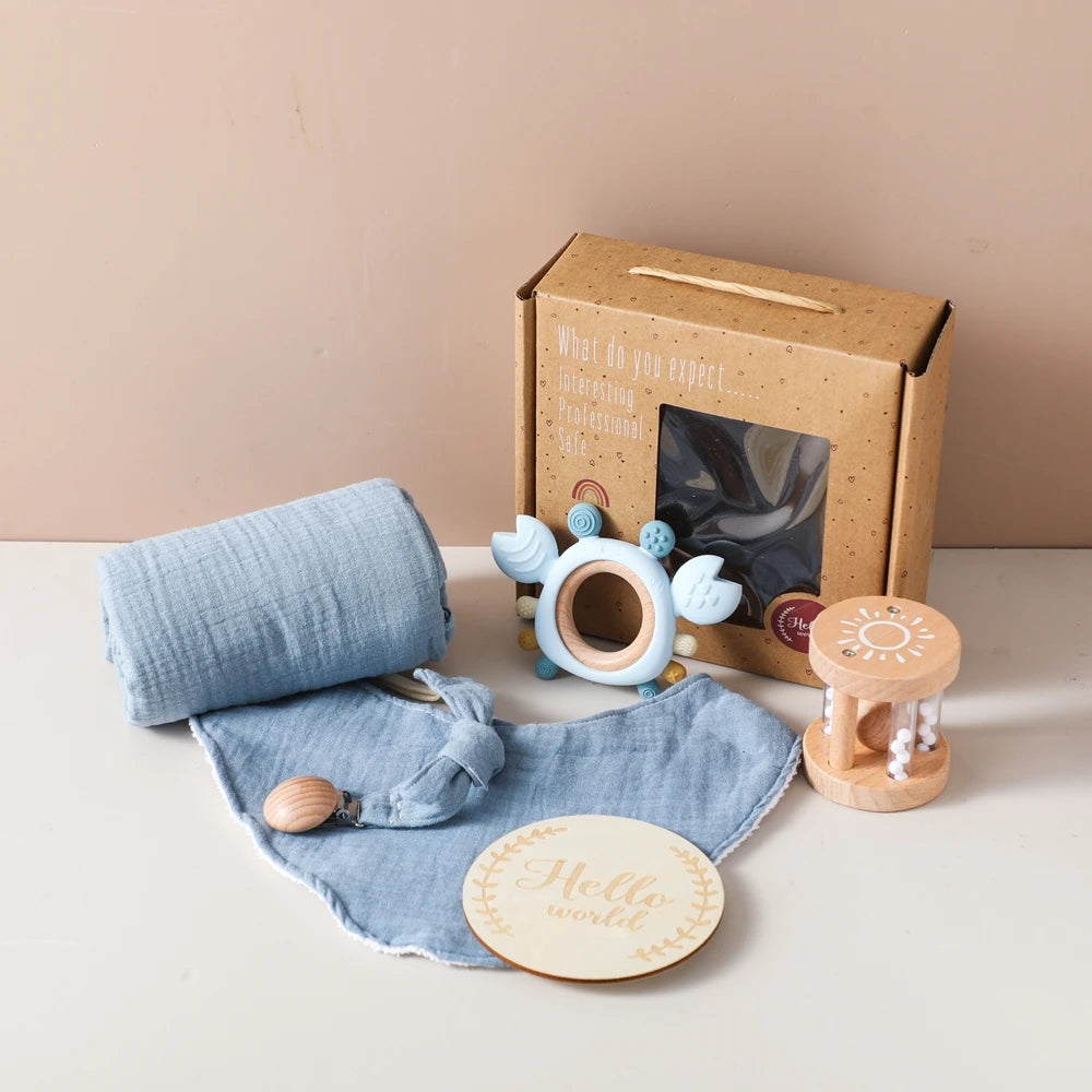 Baby Gift Set – Towel, Rattle & Teether Box