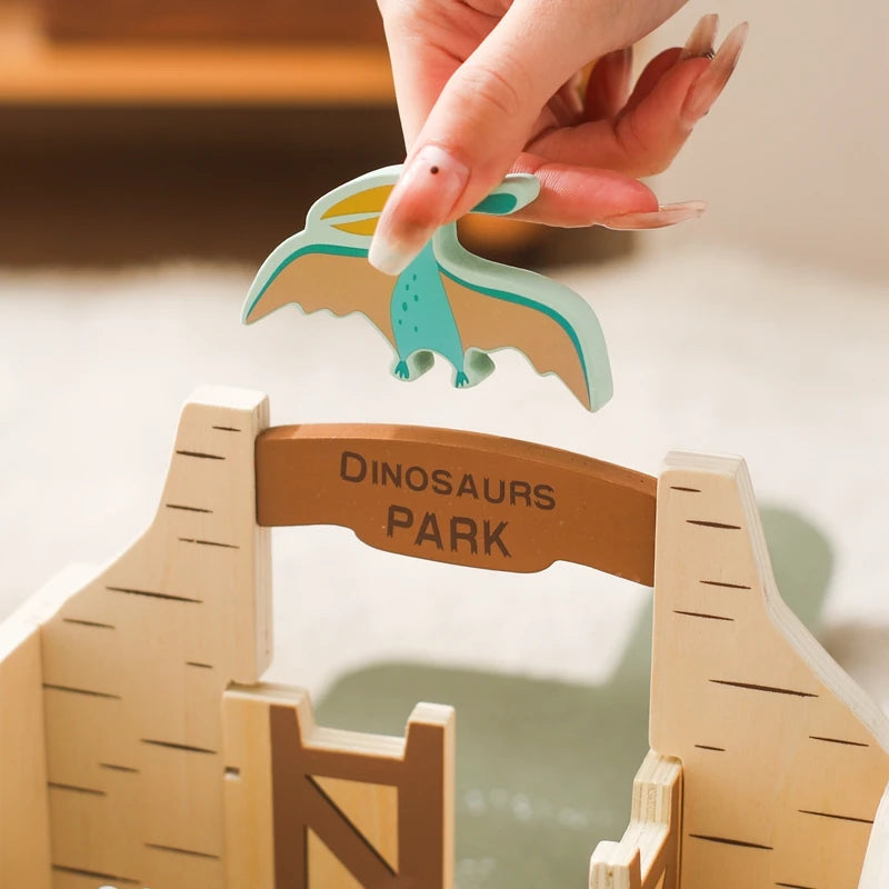 Dinosaur Scene Stacking Toy – Montessori Wooden Puzzle