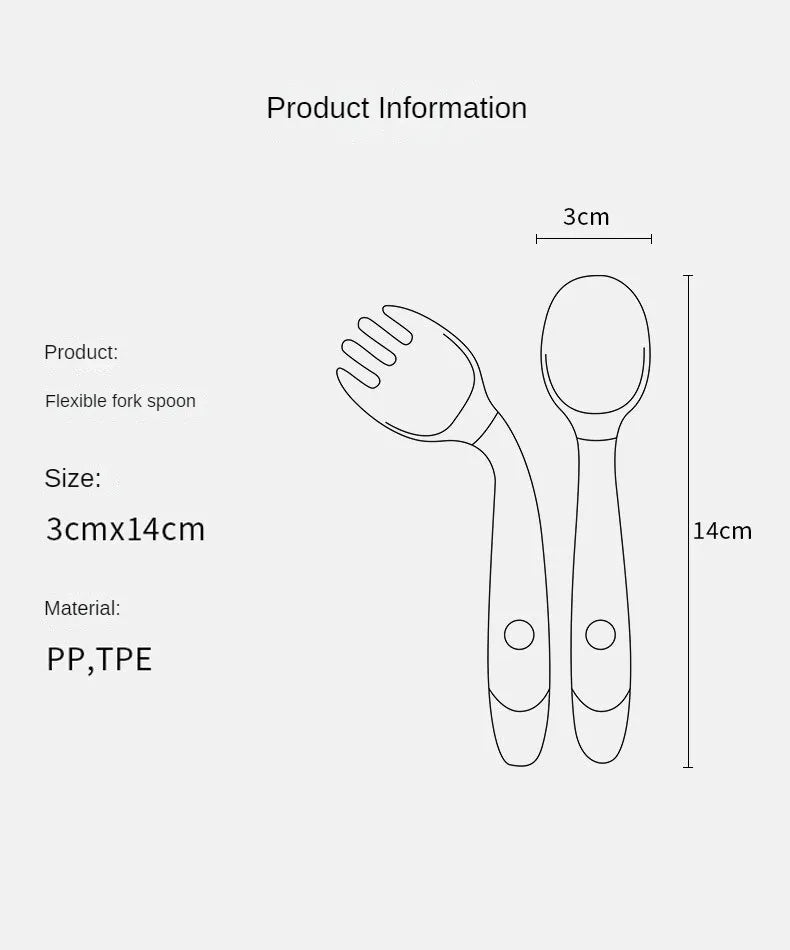360° Silicone Baby Self-Feeding Spoon & Fork Set