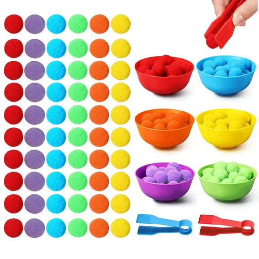 Rainbow Pom Pom Sorting Set