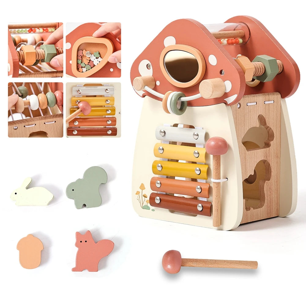 Wooden Montessori Toy – Shape Pairing & Musical Box