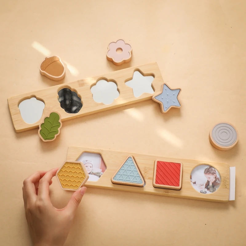 Montessori Wooden Shape Puzzle – Silicone Building Blocks