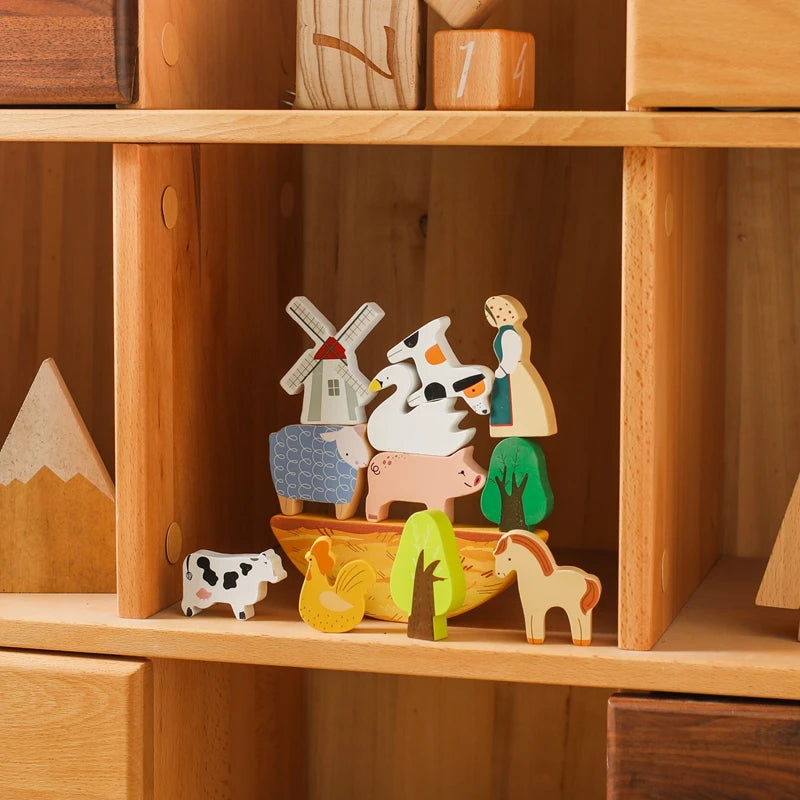 Wooden Animal Blocks – Baby Farm Stacking Toy Gift