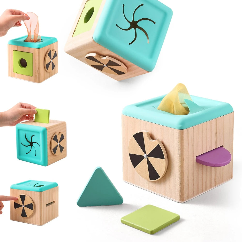 Wooden Magic Tissue Box – Montessori Busy Toy