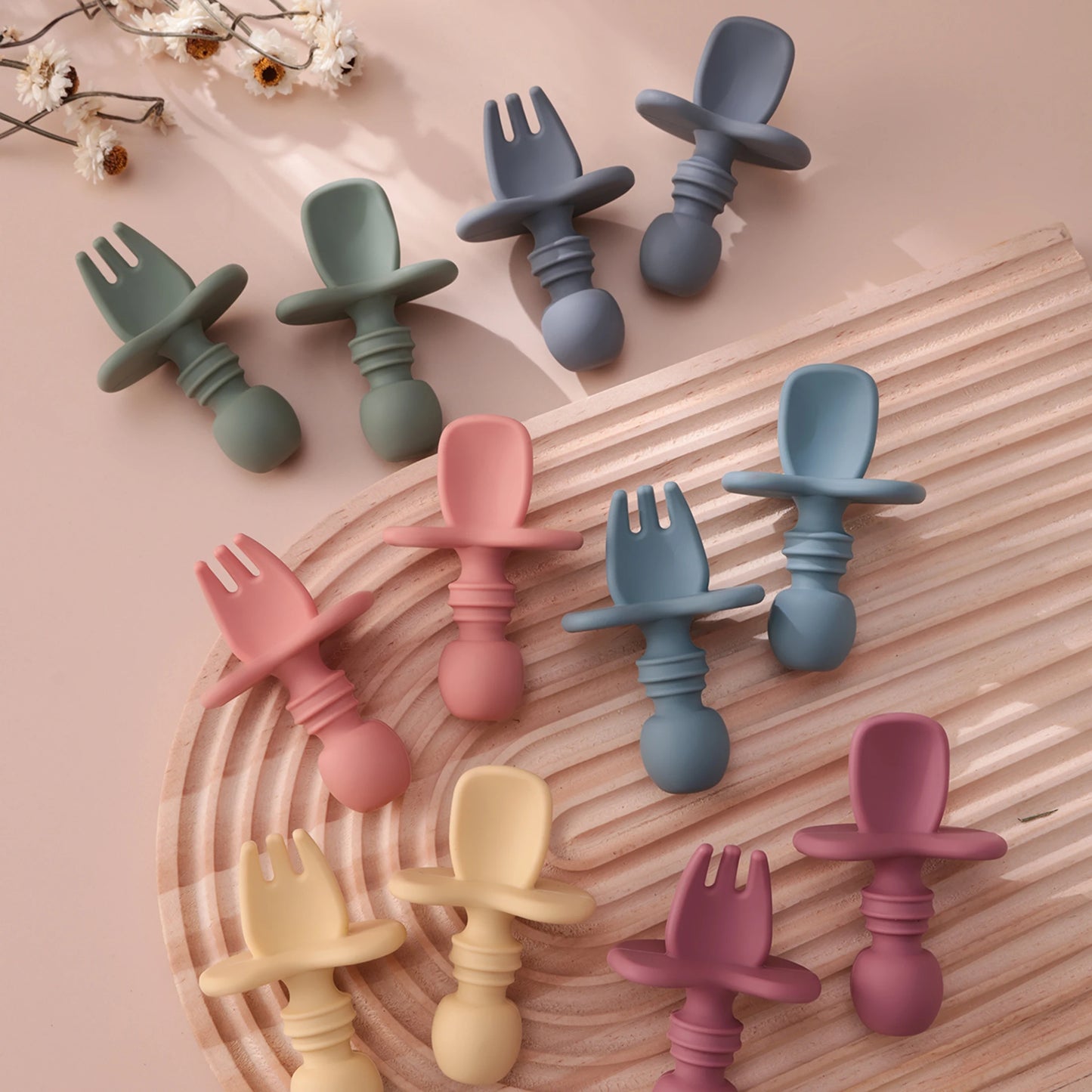 Soft Silicone Fork & Spoon for Babies