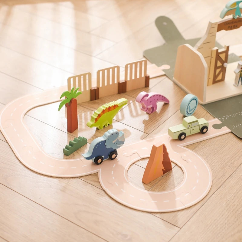 Dinosaur Scene Stacking Toy – Montessori Wooden Puzzle
